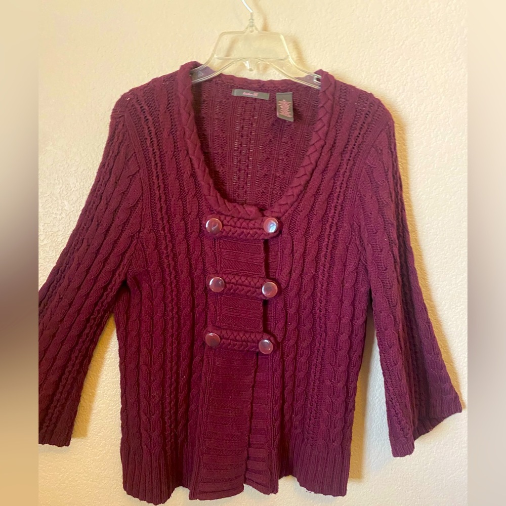 Maroon colored cardigan